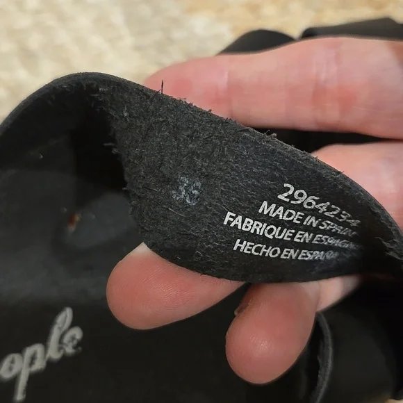 Free People Black Cork Bed Flat Sandals, Leather Upper, VGUC, Sz6, Comfort - Picture 9 of 11